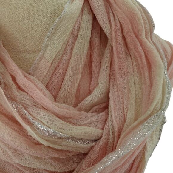 LOFT Pink Striped Sheer Infinity Scarf - Picture 4 of 10